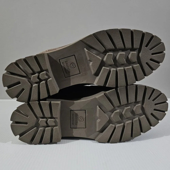 NEW Blondo Daylor Ankle Boot Sz 9.5 Taupe Nylon Suede Waterproof Lug Sole Puffy - Picture 13 of 15